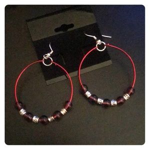 Red Hoop Earrings